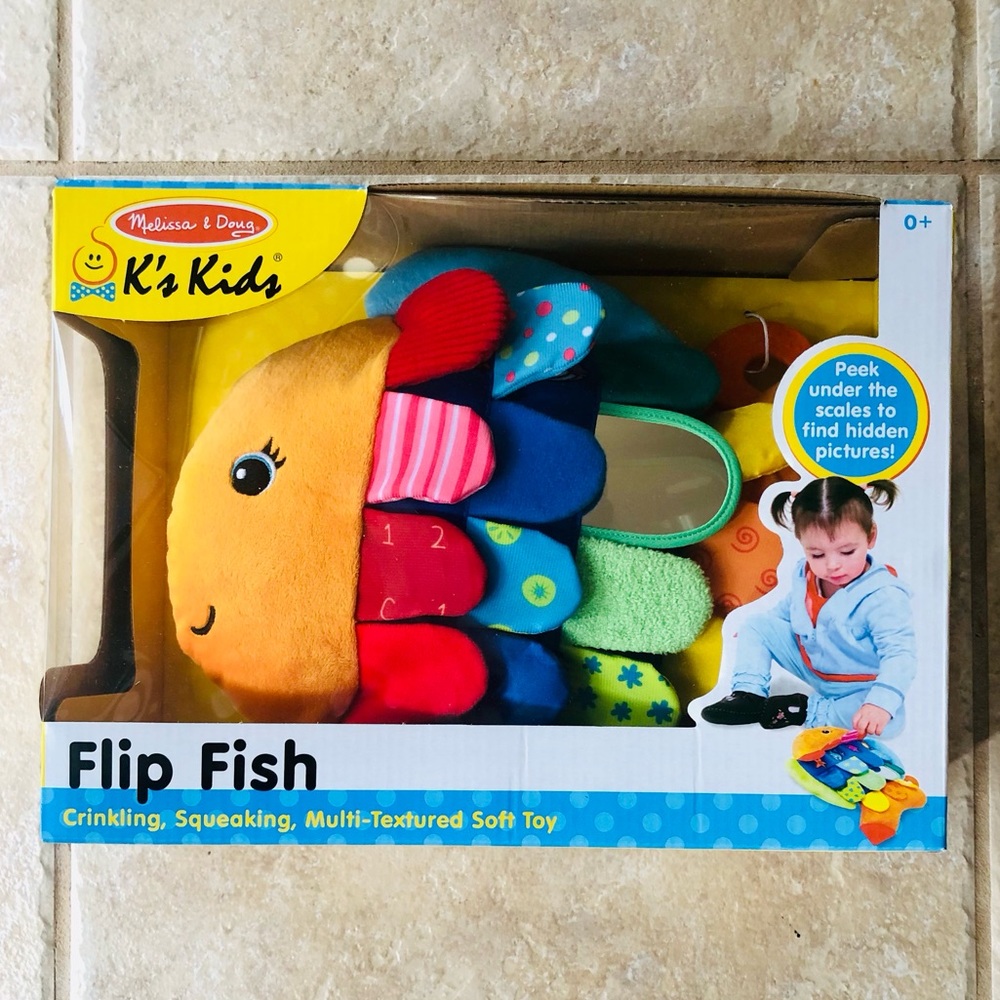 NIB Flip Fish Soft Baby Toy - Tummy Time Sensory Toy for Infants